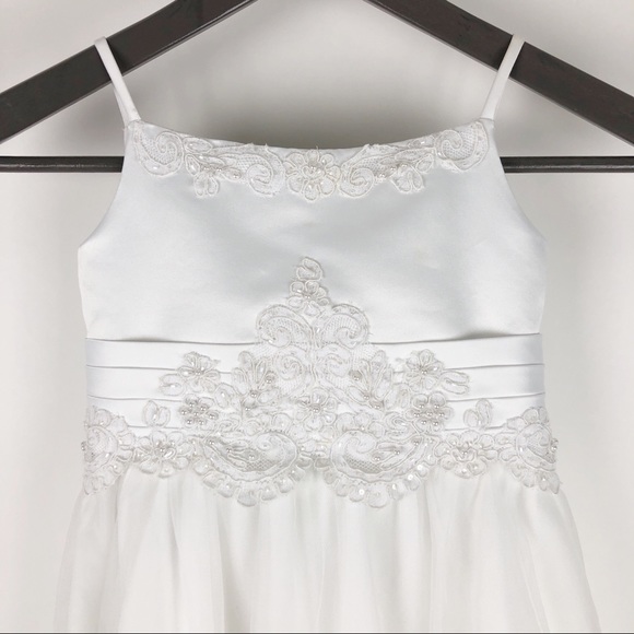 Alfred Angelo Beaded With Train Flower Girl Dress - Picture 3 of 15